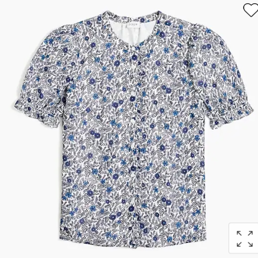 NWT JCrew Factory Crinkle puff sleeve ruffle top
